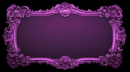 A decorative baroque style frame with a purple background