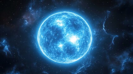 Obraz premium Celestial Blue Giant: A Glimmering Star in the Cosmos
