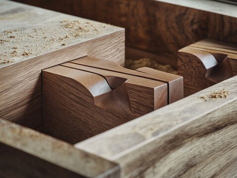 Detailed close-up of wooden joinery showcasing artisanal craftsmanship