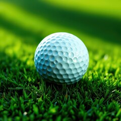 A pristine golf ball rests on a lush, green putting green, landscape, nature
