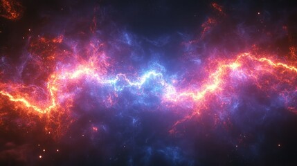 Naklejka premium Cosmic Energy: A Fiery and Icy Celestial Dance