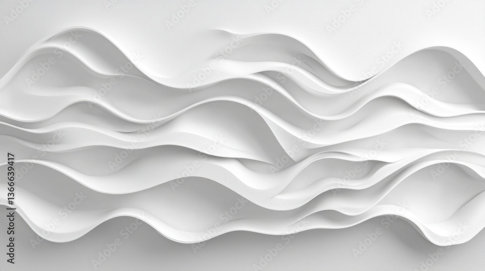 Poster abstract flowing waves in white paper texture background design