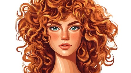 Professional Curly Hair Face Cartoon Vector Illustration for Graphic Design Projects