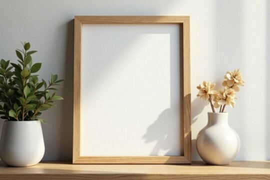 Elegant slimline oak picture frame, polished finish, photo, slim frame