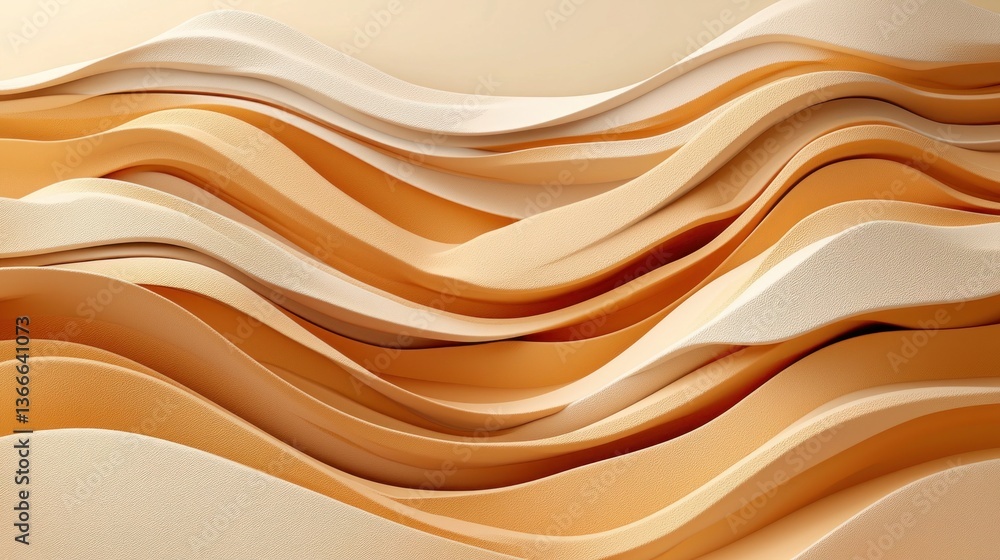 Poster abstract waves in warm tones with soft curves and textures