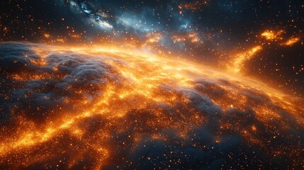 Obraz premium Fiery Nebula: Cosmic Inferno