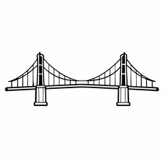 Obraz premium a line art vector illustration of black and white bridge icon in white backgrourd