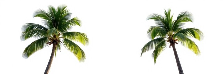 Fototapeta premium Two majestic coconut palms, isolated on white , design element, digital, stock