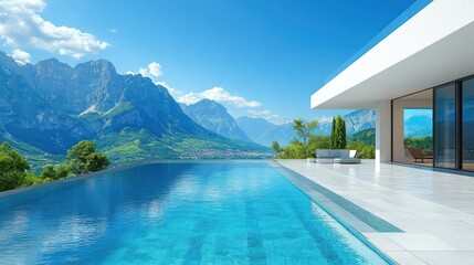 Fototapeta premium Luxury Mountaintop Villa with Infinity Pool and Breathtaking Panoramic View