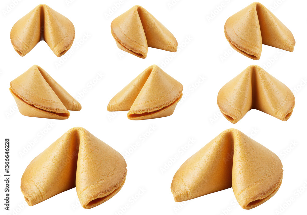 Poster a collection of fortune cookies arranged in a grid pattern on a pixelated background for a simple de