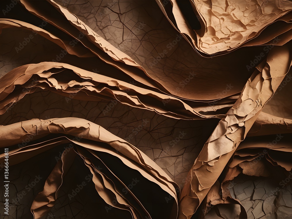Leinwandbilder aged parchment texture image, warm brown paper surface with intricate folds and subtle tones. fine g