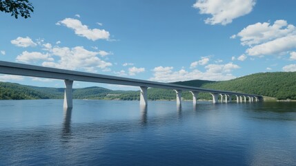 A conceptual design of a bridge with cantilevered beams and supporting piers.