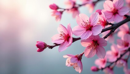 Fototapeta premium Intricate sakura branch pattern, vibrant pink hues, full bloom , nature, full bloom, pink