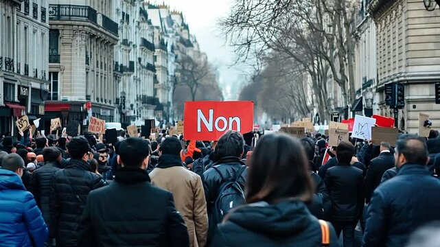 People protesting on a city street
