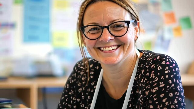An encouraging teacher provides constructive feedback in a well-lit classroom setting.
