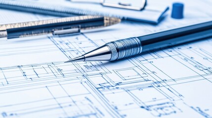 A detailed blueprint of a modern suspension bridge, neatly laid out on a drafting table.