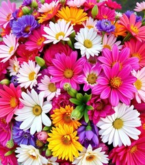Fototapeta premium A vibrant bouquet of diverse blooms in full, lush bloom, wedding, spring, hydrangea