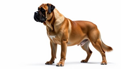Obraz premium Majestic Mastiff, powerful stance, white background, mastiff, pet