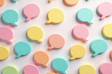 Pastel speech bubbles, seamless repeat pattern, dialogue, vector, element