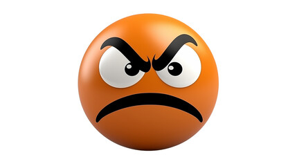 Angry orange emoji with furrowed brow on a black background