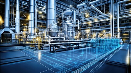 Fototapeta premium A futuristic digital representation of a chemical production facility.