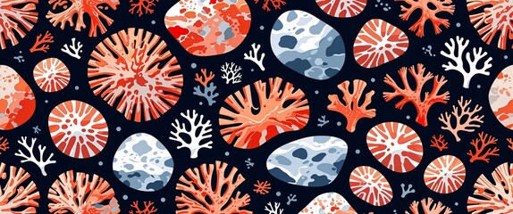 Coral stone fragments vector pattern abstract design illustration background