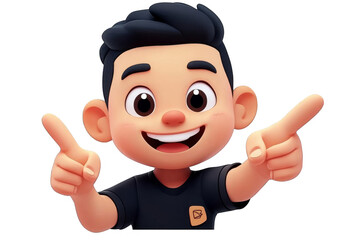 Cartoon Boy With Cheerful Expression Pointing Fingers Illustration