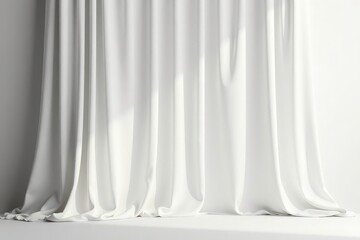Sheer white linen curtains, bright studio background, fold, bright
