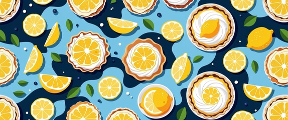Lemon pie crusts vector pattern abstract design illustration background