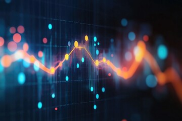 Analyzing Financial Data Showing Market Trends with Rising and Falling Graph Line