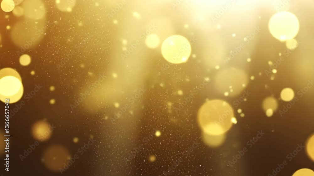 Poster bright golden bokeh lights create a shimmering effect in a dark space at a festive evening gathering