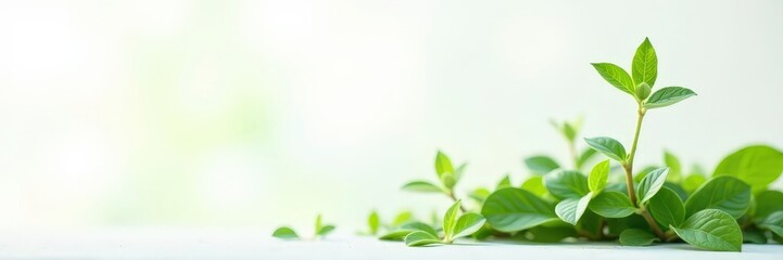 Single stem of green plant against white surface, garden, foliage, natural world