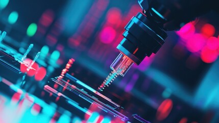 A robotic arm in a cutting edge research lab, assembling gene editing equipment with AI precision for biotechnological advances, Bio-tech style