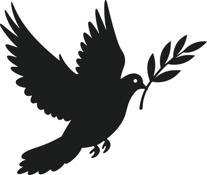 Memorial Day Dove with Olive Branch Silhouette Vector – Symbol of Peace and Remembrance
