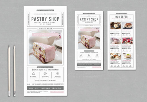Confectionery Products Flyer in Tabular Style with Pink and Gray Accents