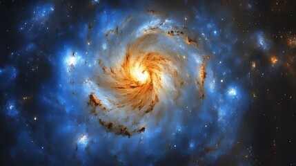 A swirling galaxy exhibiting vibrant colors and astronomical formations