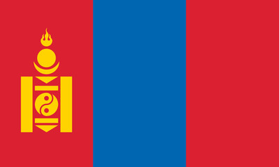 Flag of Mongolia displayed with vibrant colors and distinct symbols representing national identity and culture