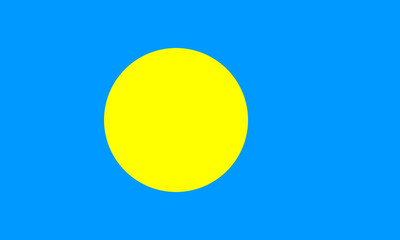 Yellow circle on blue background represents the flag of Palau symbolizing peace and unity