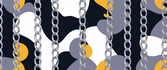 Silver metal chains vector pattern abstract design illustration background