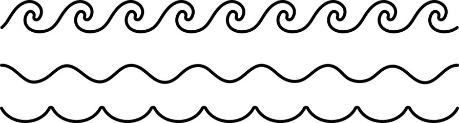 Wavy line vector set. Waves ornament collection.