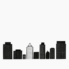 Fototapeta premium Black and White City Skyline Illustration