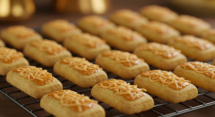 Golden Cheesy Kastengel Cookies on Cooling Rack, Close-up