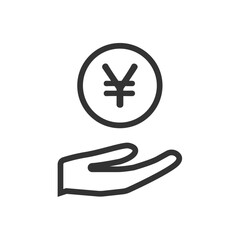 手とお金モチーフのモノクロ線画アイコン3