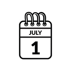 July 1 Calendar icon vector illustration.