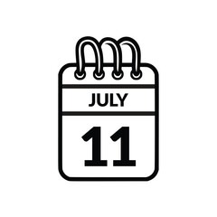 July 11 Calendar icon vector illustration.