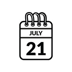 July 21 Calendar icon vector illustration.