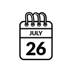 July 26 Calendar icon vector illustration.