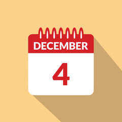 December 4 Calendar icon vector illustration.