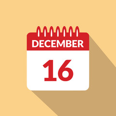December 16 Calendar icon vector illustration.