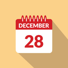 December 28 Calendar icon vector illustration.